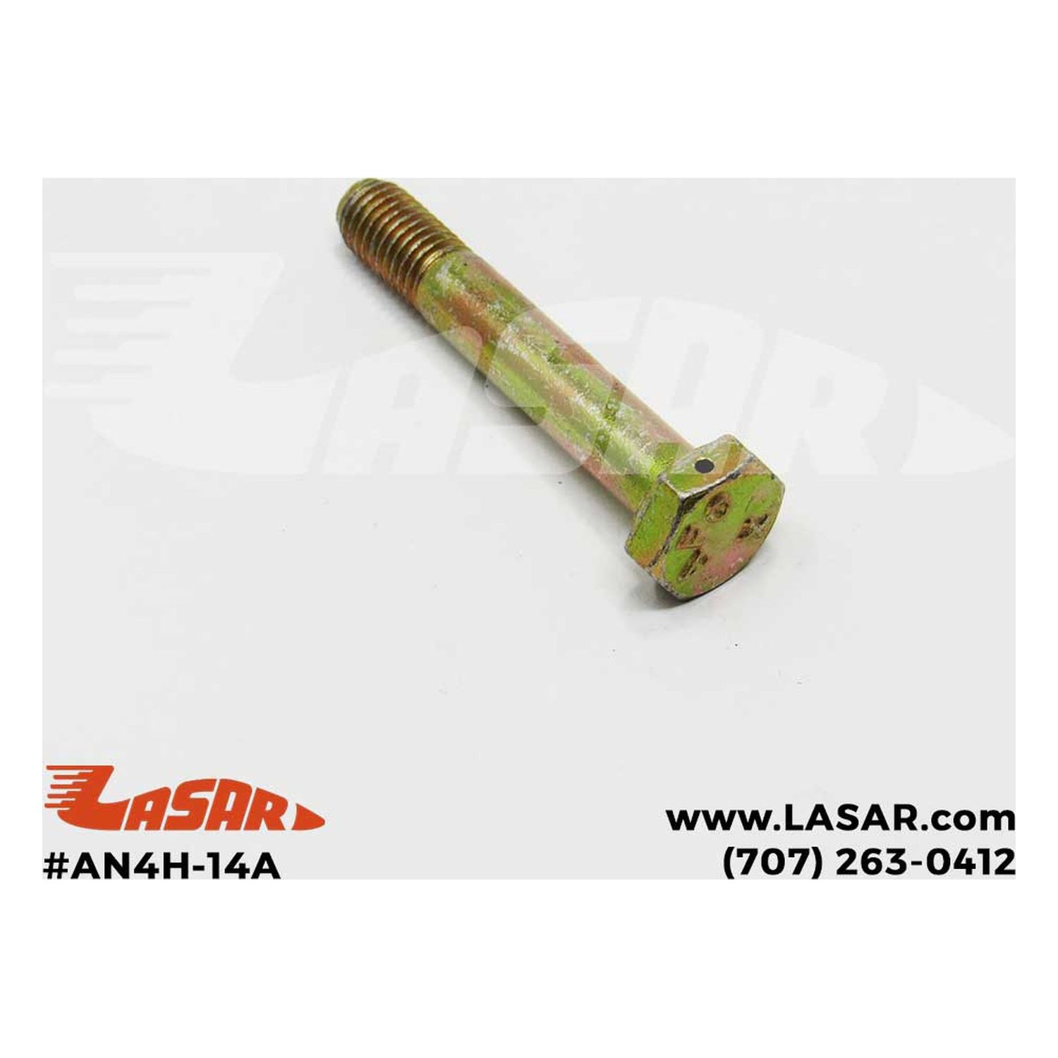 BOLT - length: 1-17/32", grip: 1-1/16", thread: 1/4-28, cadmium plated steel undrilled shank, drilled head for safety wire - AN4H-14A