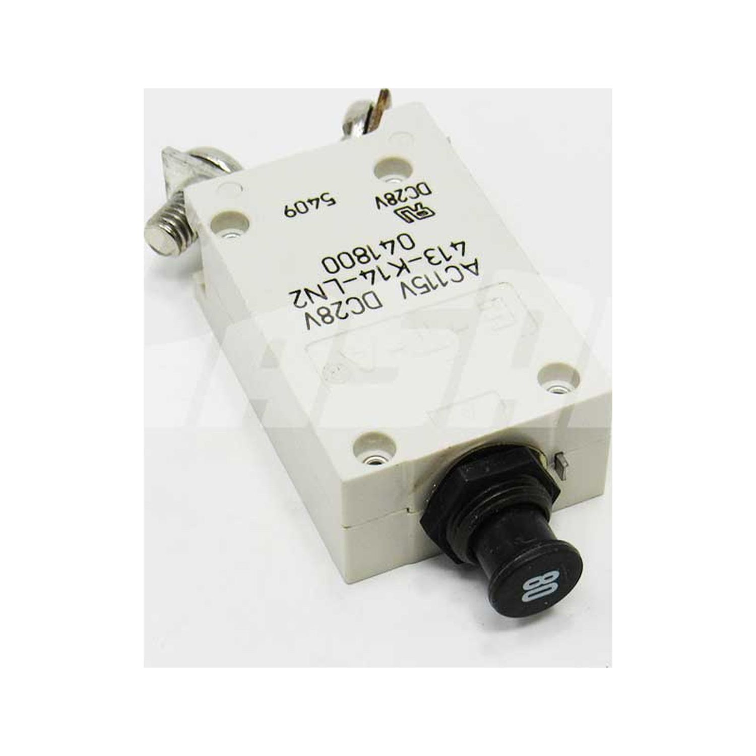80 amp CIRCUIT BREAKER AC 115v - DC 28v (black circuit breaker w/ white numbers) - 413-K14-LN2-80A
