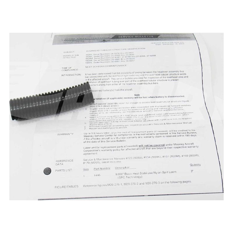 SERVICE BULLETIN KIT Overhead tubular structure modification - M20-276-001