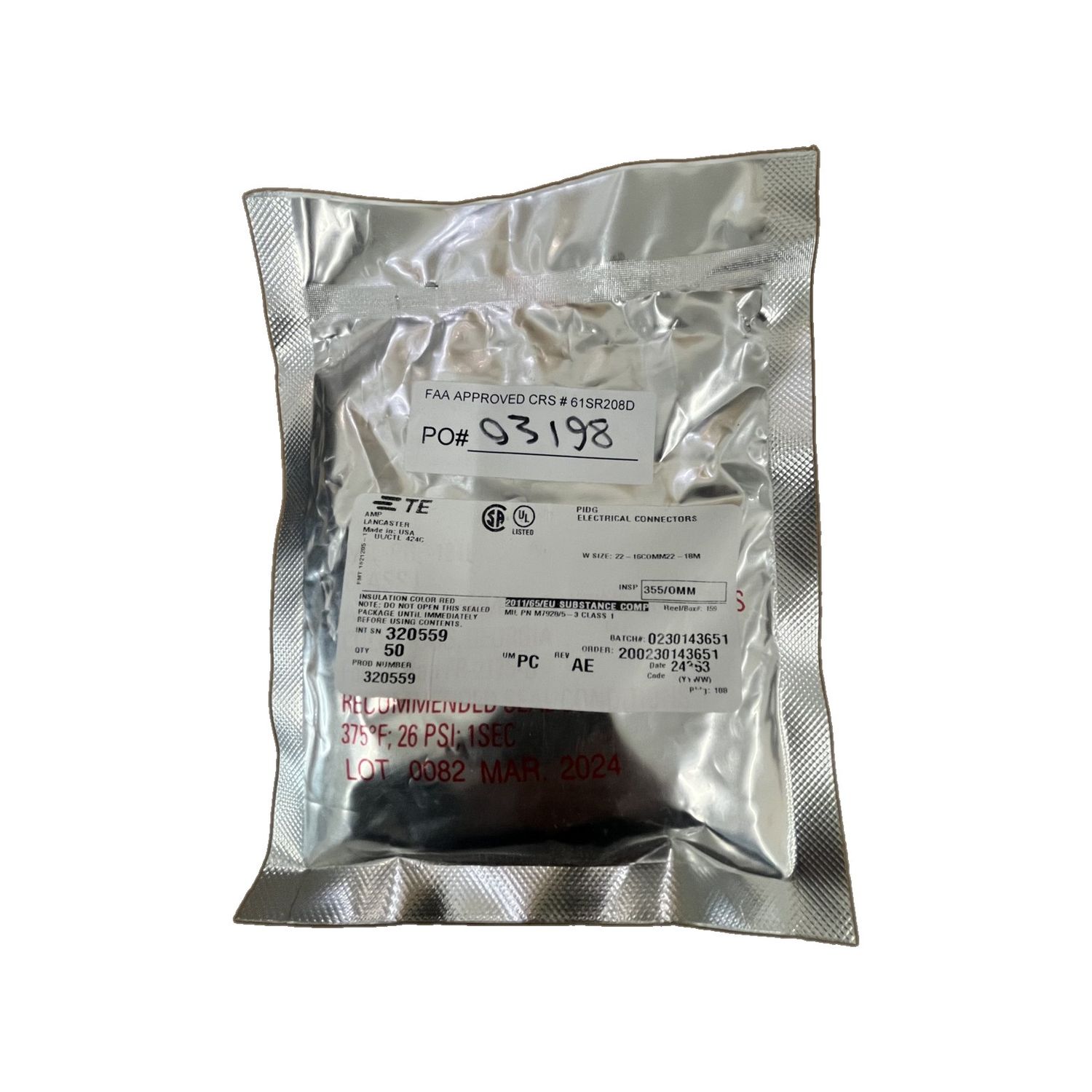RED BUTT SPLICE, TE 320559 Window Type Butt Splice 22 - 16 Awg (translucent) - 320559