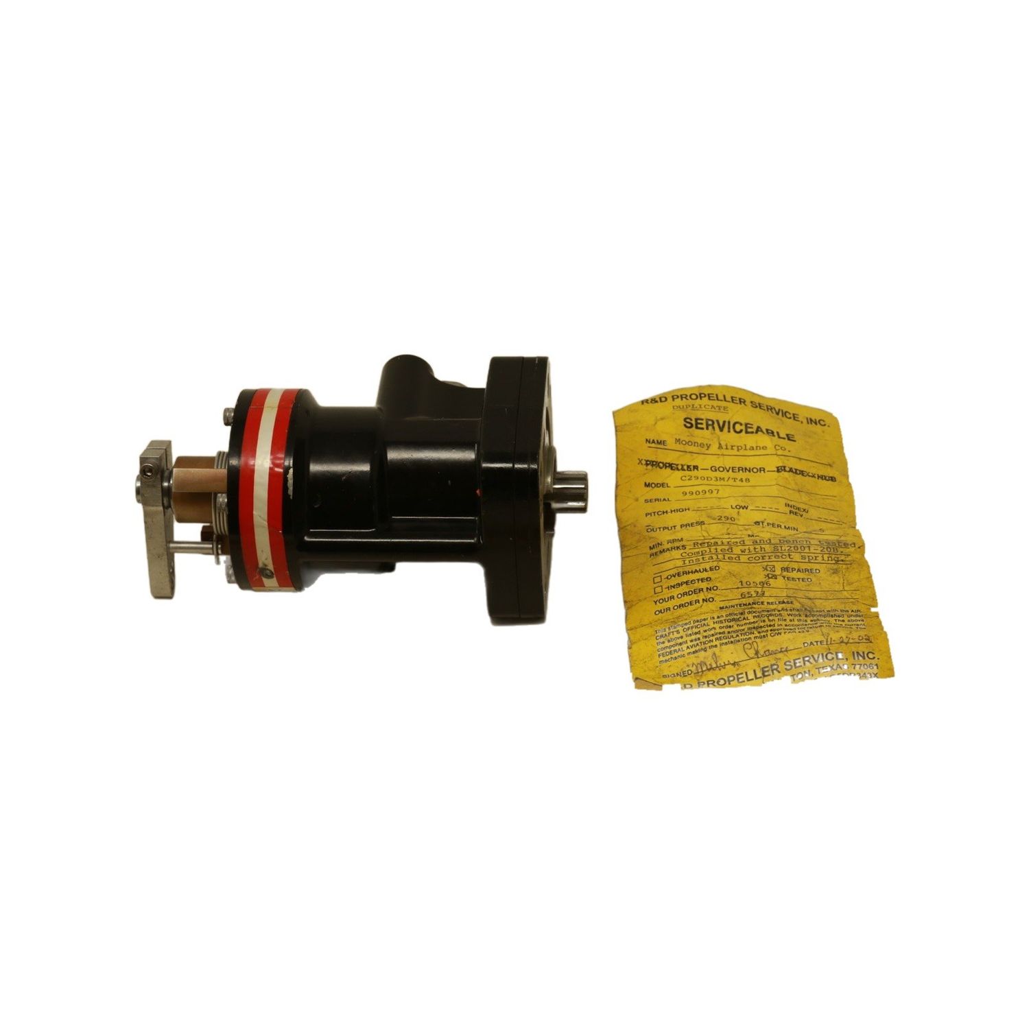 Prop Governor - Repaired and Bench Tested with Yellow Serviceable Tag. - C290D3M/T48-S