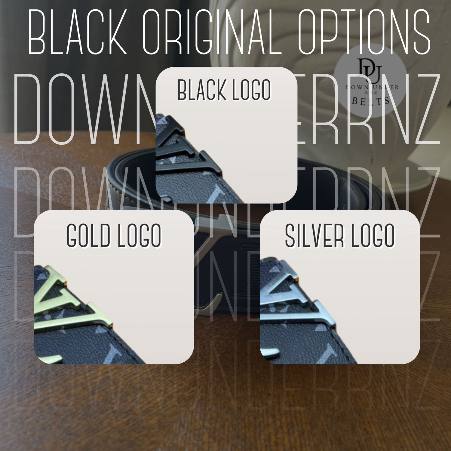 Black Original Pattern Belts