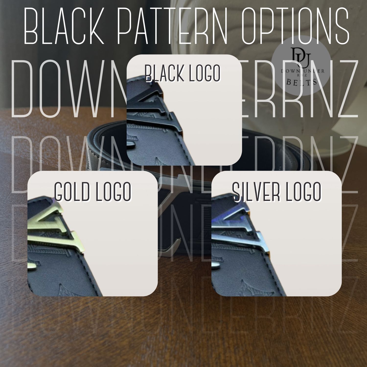 Black Pattern Belts