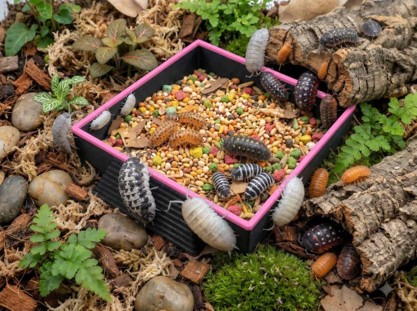 Isopod and Invertebrate Feeding Dish with Access Ramp | 2 color