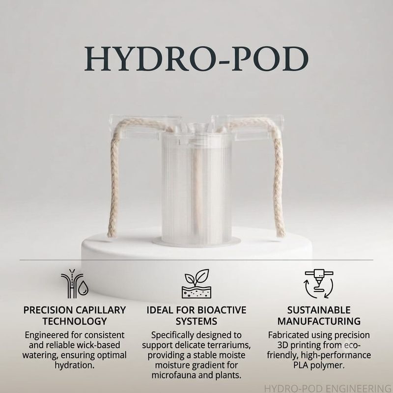 HYDRO-POD | Large | Automatic Self-Watering Wick System for Bioactive Terrariums &amp; Microfauna