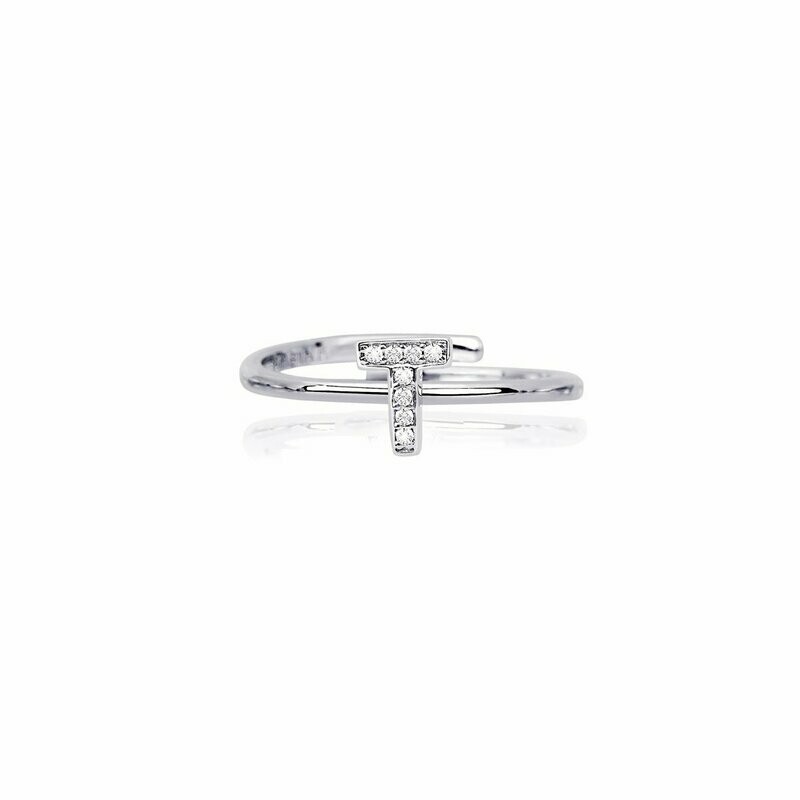 Anello lettera T - Mabina Gioielli