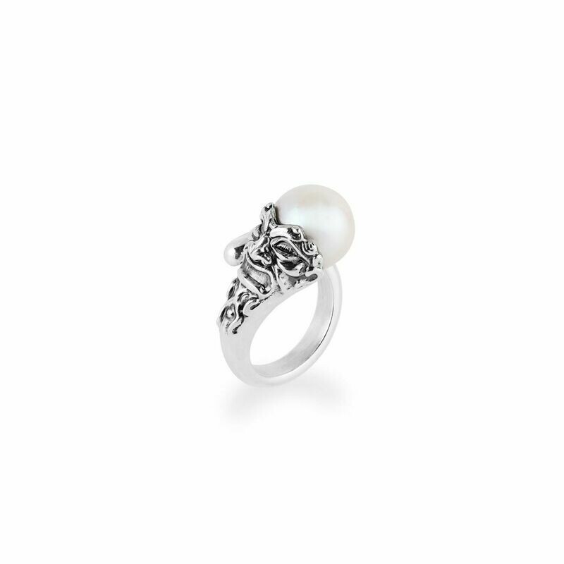 Anello Con Perla E Maschera - Gerardo Sacco
