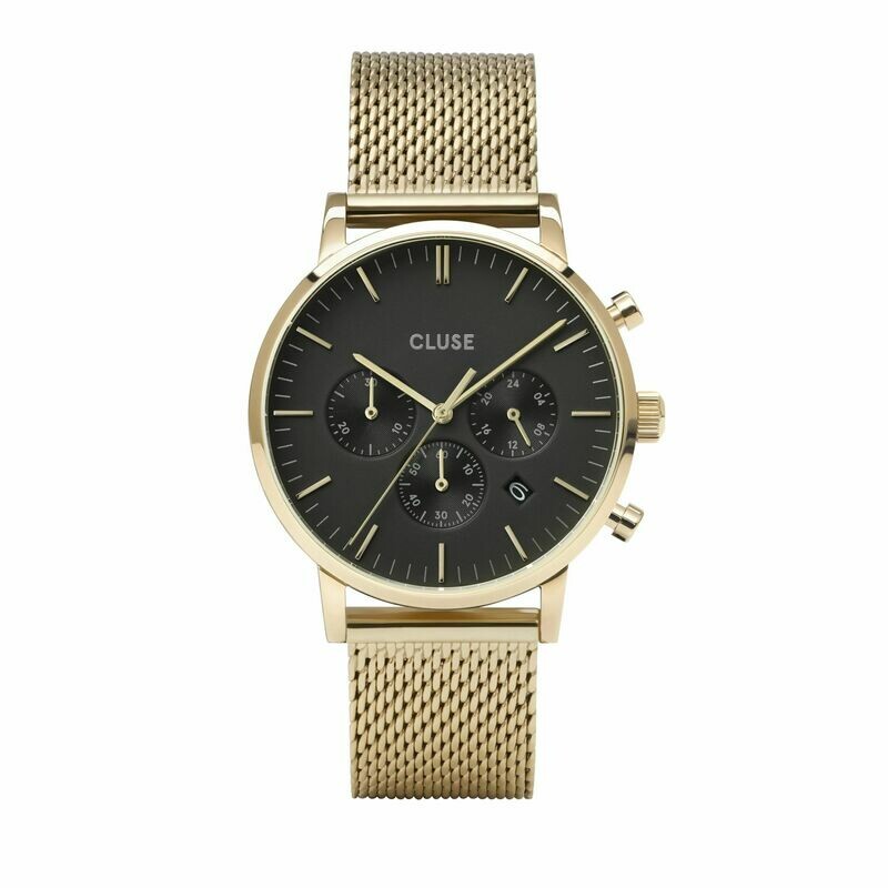 Cluse Aravis Chrono Black Dial Mesh Ygmaschile Cluse Aravis Chrono Black Dial Mesh Ygmaschile