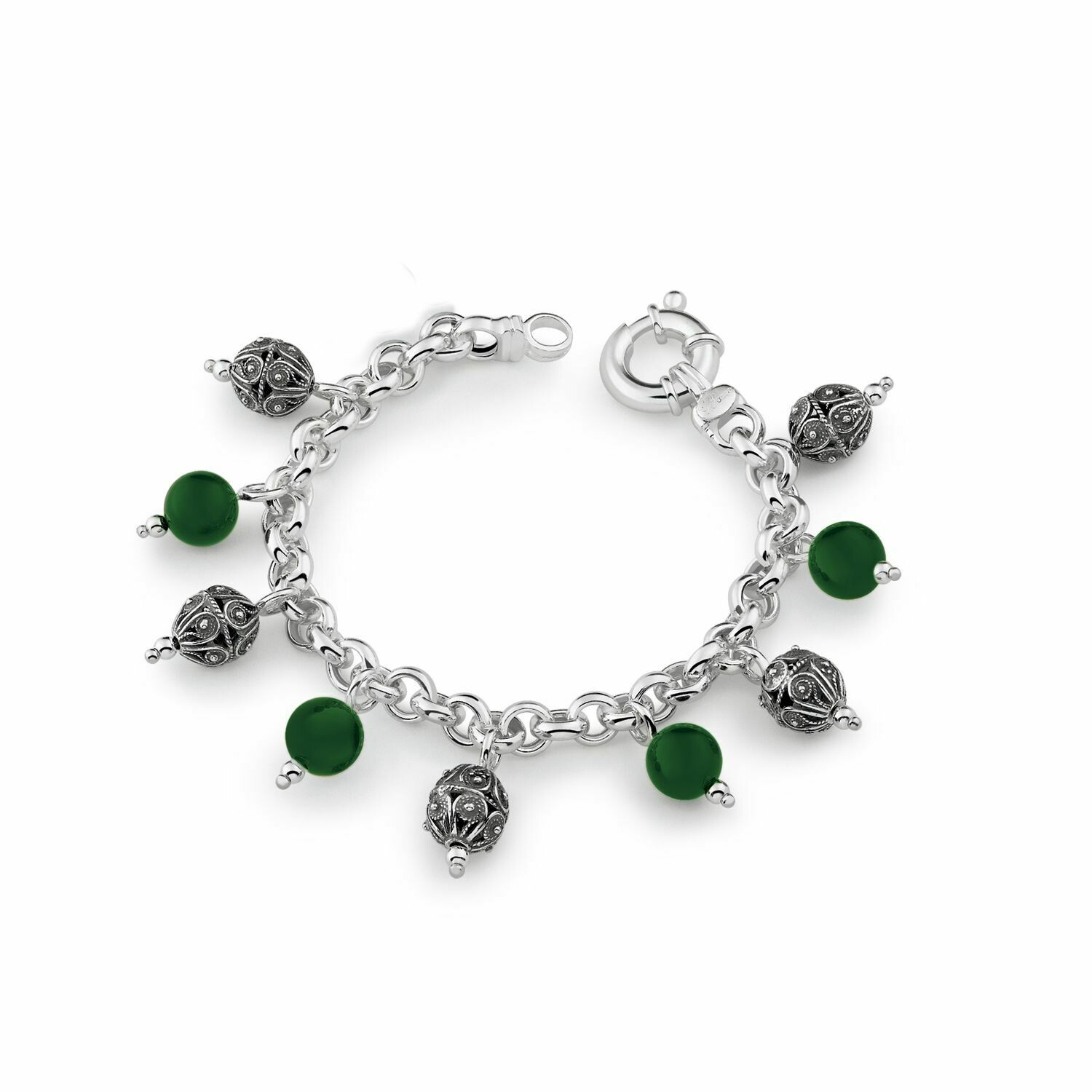 Bracciale in argento con pietre colorate e sinacoli verde - GERARDO SACCO