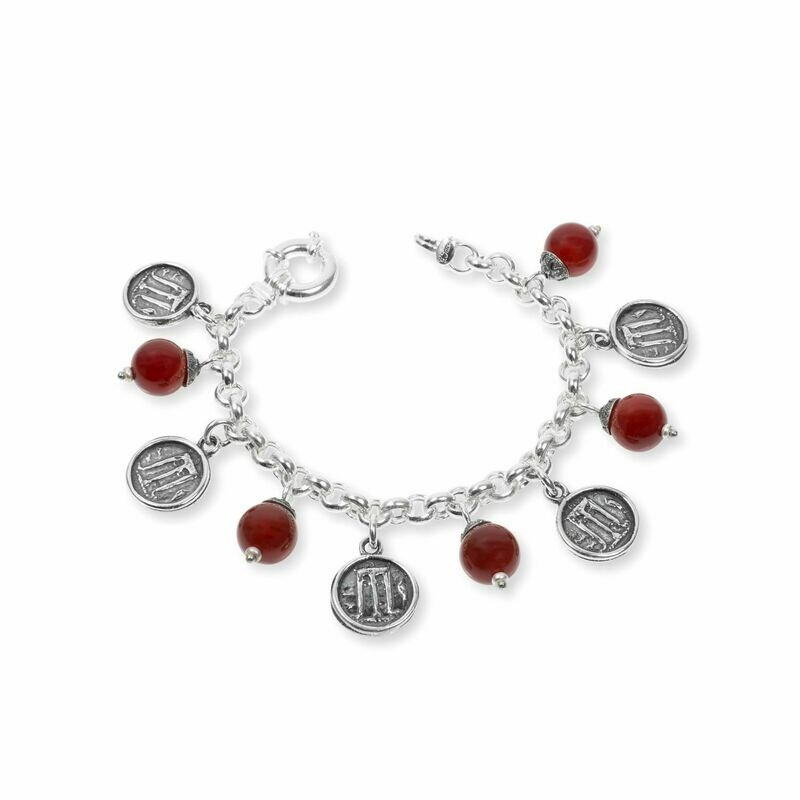 Bracciale In Argento Con Pietre Colorate E Monete - Gerardo Sacco