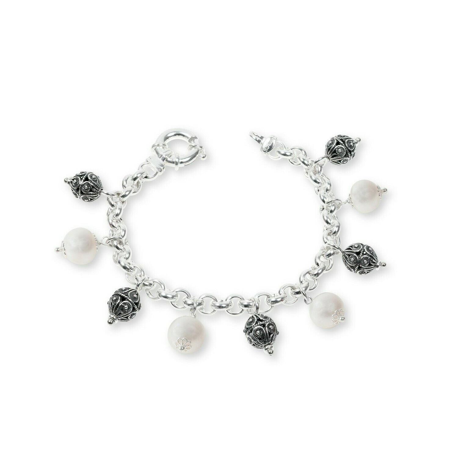 Bracciale in argento con perle e sinacoli perle bianche - GERARDO SACCO