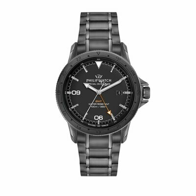 Orologio Grand Reef 43Mm 3H Black Dial Br Gun - Philip Watch Orologio Grand Reef 43Mm 3H Black Dial Br Gun - Philip Watch