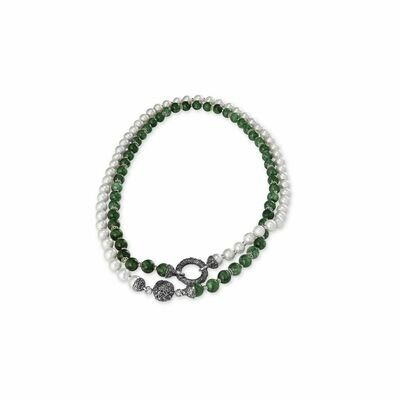 Collana Con Perle E Pietre Verde - Gerardo Sacco
