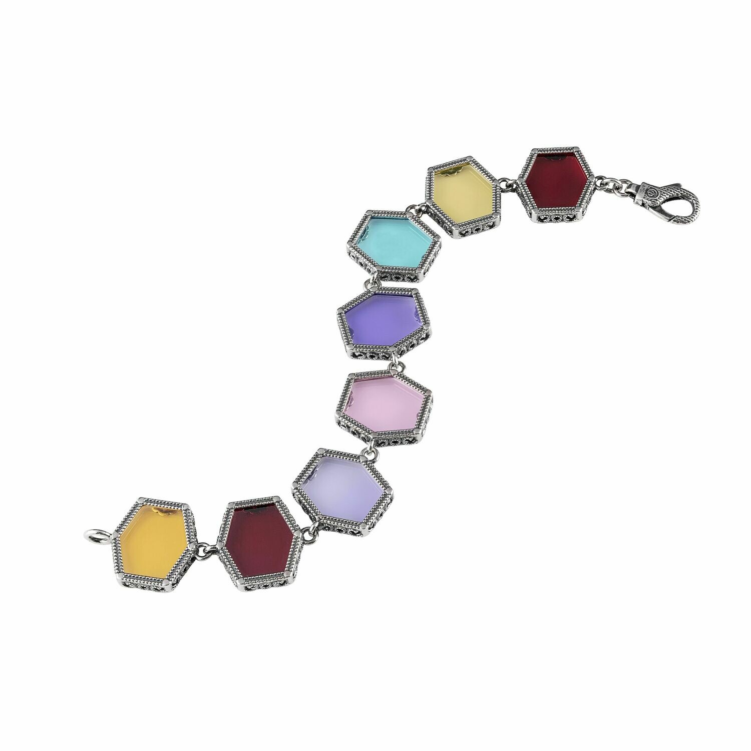 Bracciale "Mattonelle"  In Argento E Pietre Colorate - Gerardo Sacco