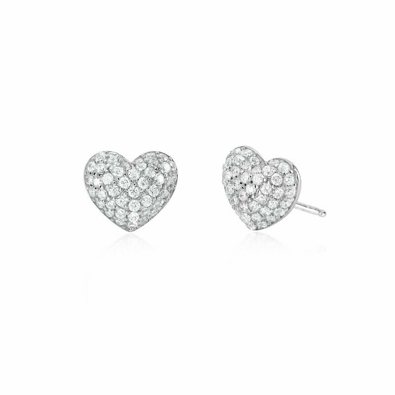Orecchini Cuore Pave' - Mabina Gioielli