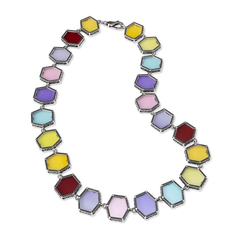 Collana Mattonelle In Argento E Pietre Colorate - Gerardo Sacco