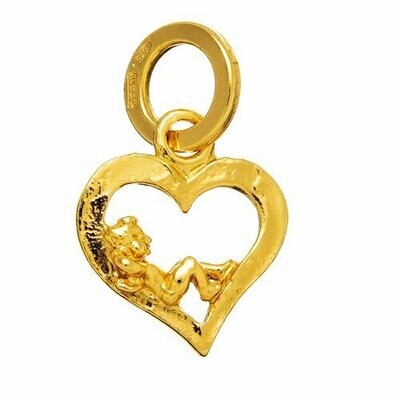 Charm Amorino Su Cuore Dorato - Giovanni Raspini Charm Amorino Su Cuore Dorato - Giovanni Raspini