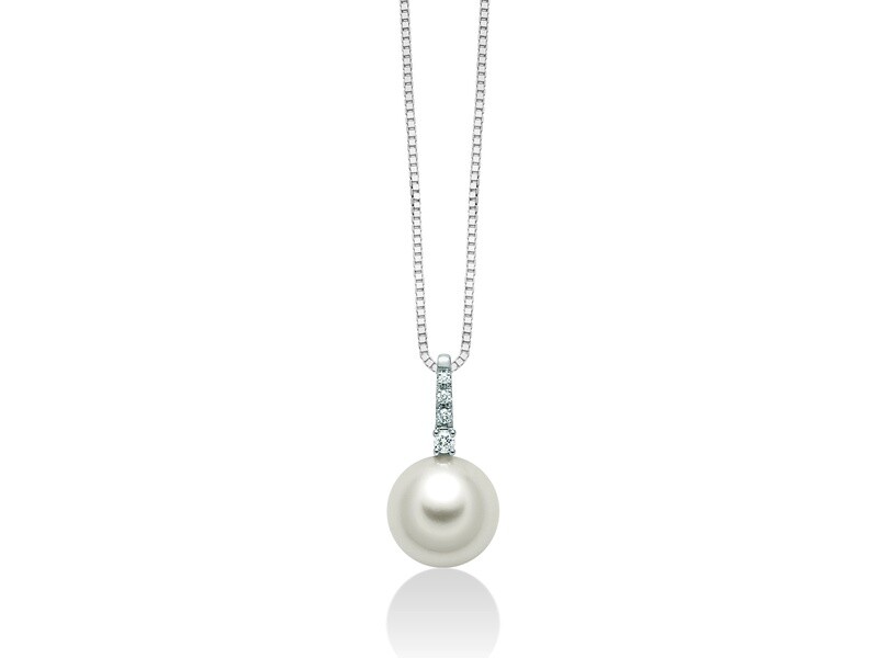 Collana Collana "Perla" Akoya Con Diamante 8.5-9 Miluna