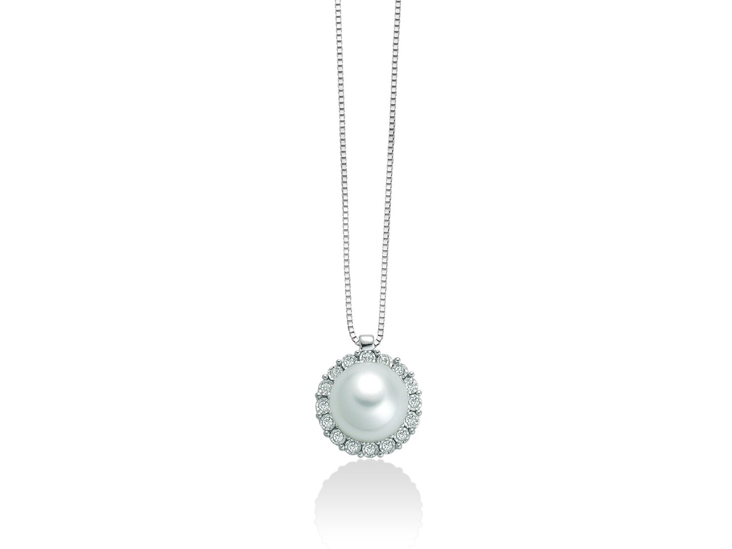 Collana "Perla Con Diamante 7-7.5 Miluna