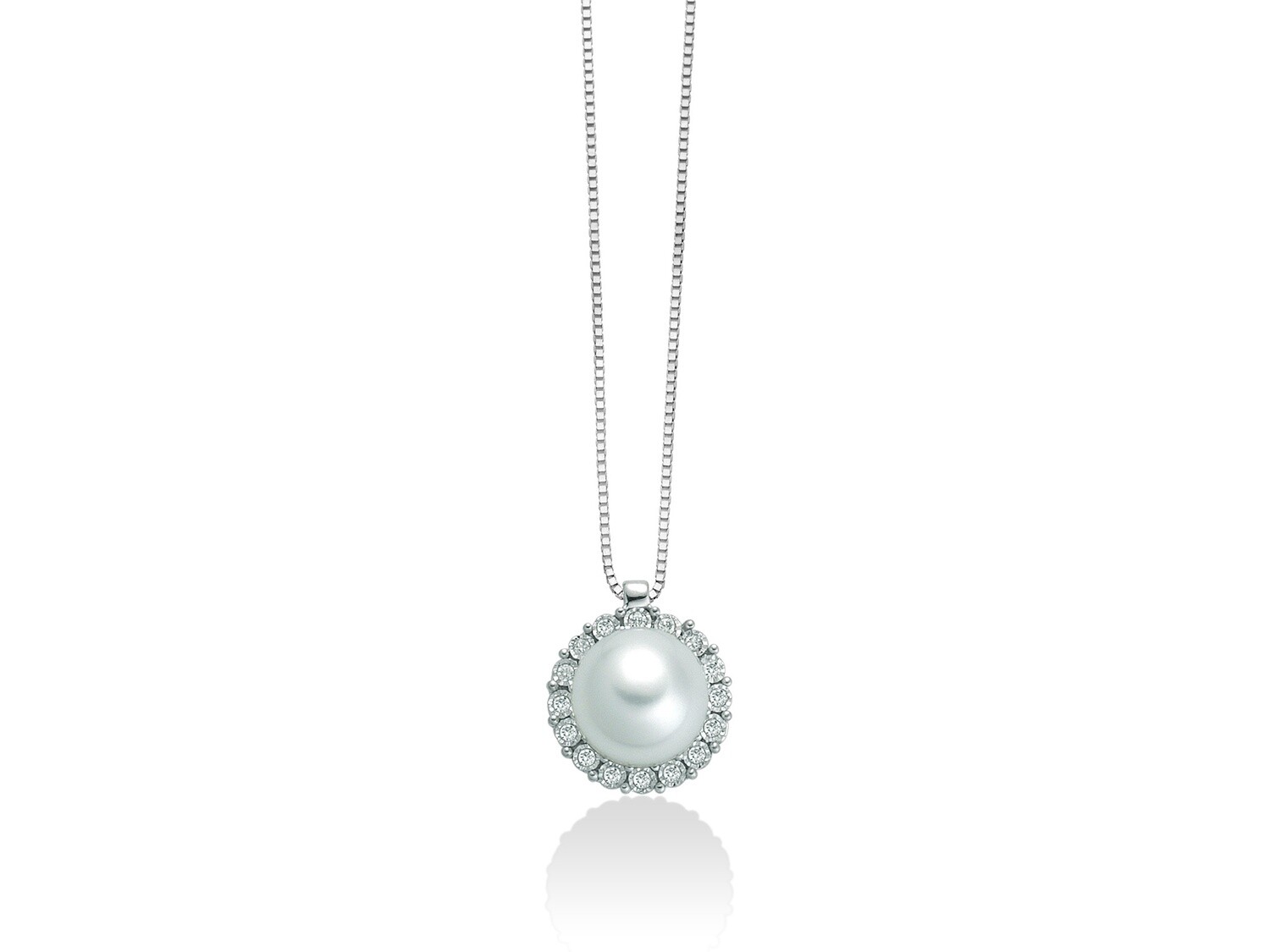 Collana "Perla Con Diamante 7-7.5 Miluna