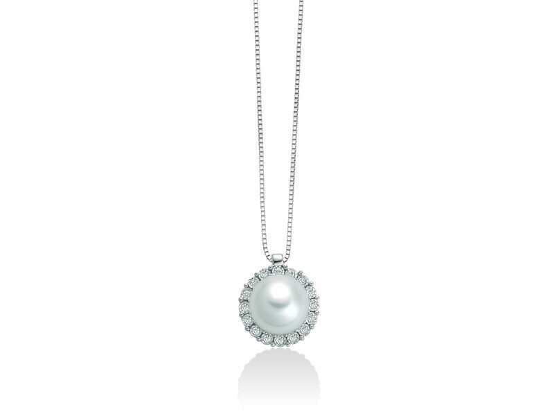 Collana Collana "Perla Con Diamante 7-7.5 Miluna