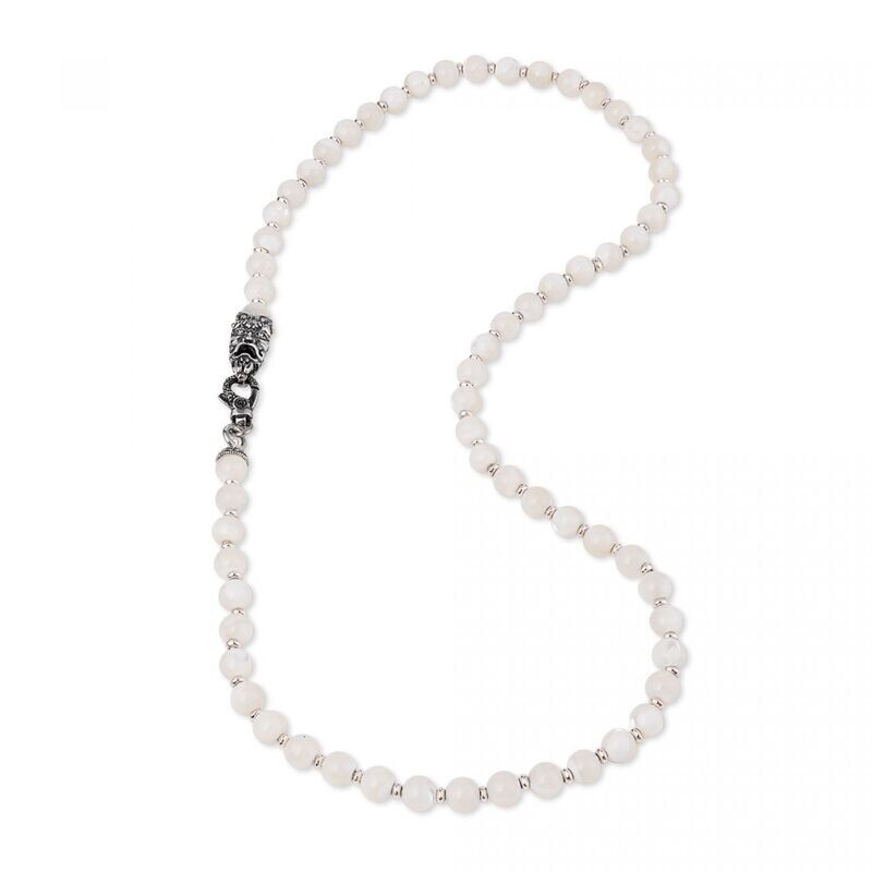 Collana Di Pietre Colorate Bianche Con Maschera - Gerardo Sacco