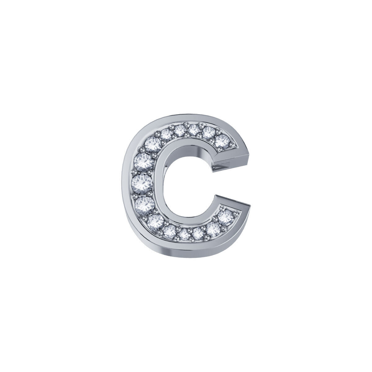 Lettera C Classica In Oro Bianco E Diamanti - Donna Oro