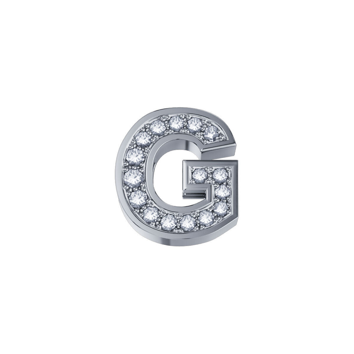 Lettera G Classica In Oro Bianco E Diamanti - Donna Oro