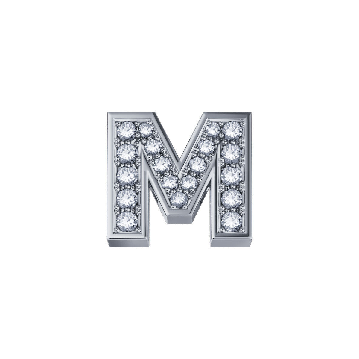 Lettera M Classica In Oro Bianco E Diamanti - Donna Oro