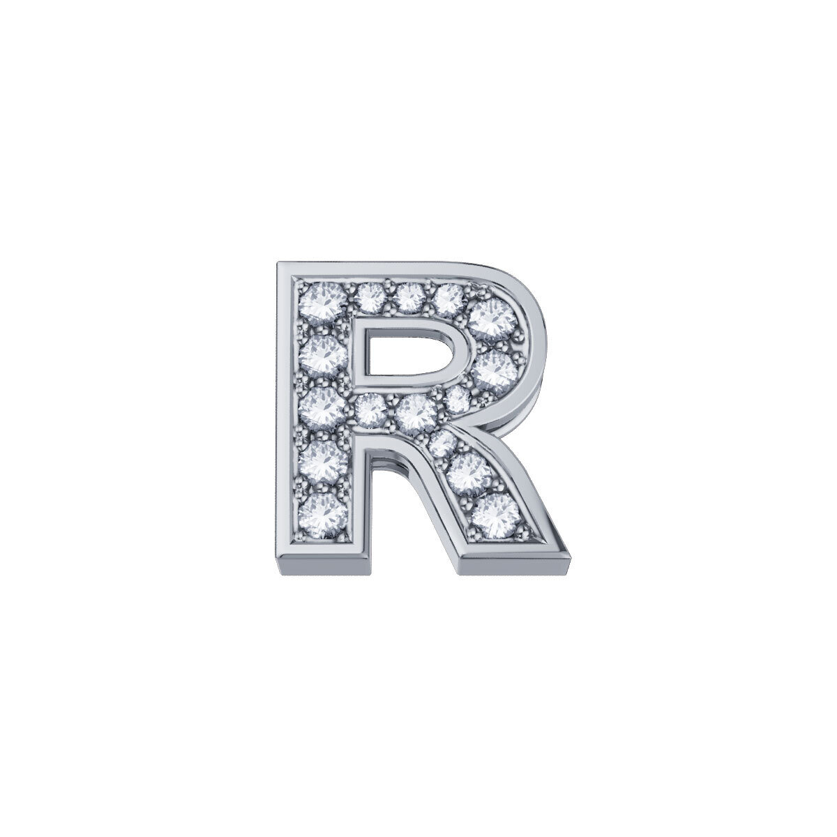 Lettera R Classica In Oro Bianco E Diamanti - Donna Oro