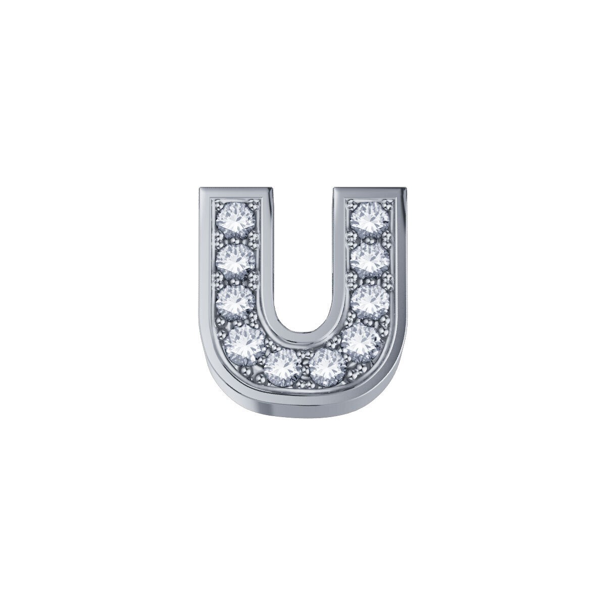 Lettera U Classica In Oro Bianco E Diamanti - Donna Oro