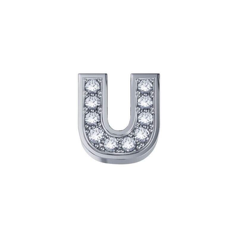 Lettera U Classica In Oro Bianco E Diamanti - Donna Oro Lettera U Classica In Oro Bianco E Diamanti - Donna Oro