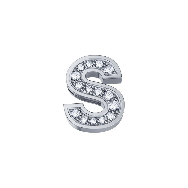 Lettera S Classica In Oro Bianco E Diamanti - Donna Oro Lettera S Classica In Oro Bianco E Diamanti - Donna Oro