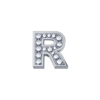 Lettera R Classica In Oro Bianco E Diamanti - Donna Oro Lettera R Classica In Oro Bianco E Diamanti - Donna Oro