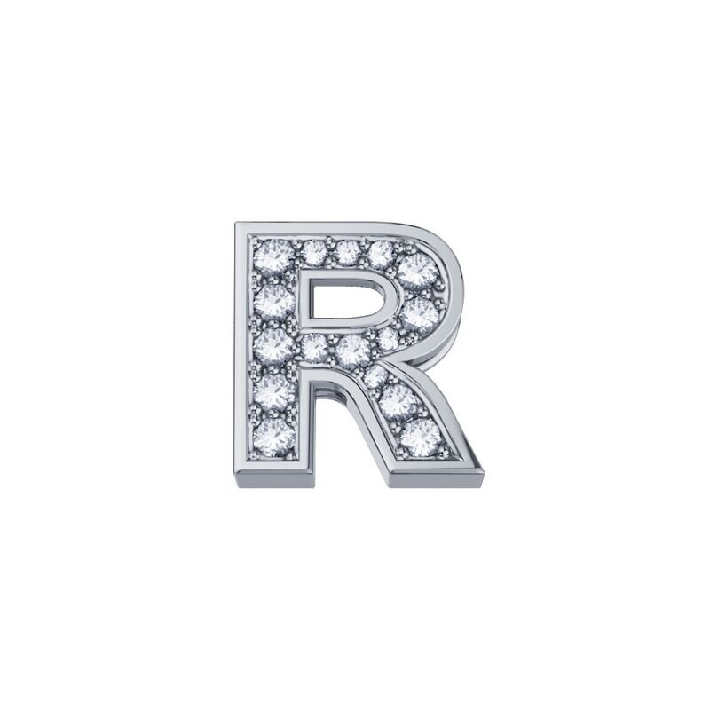 Lettera R Classica In Oro Bianco E Diamanti - Donna Oro Lettera R Classica In Oro Bianco E Diamanti - Donna Oro
