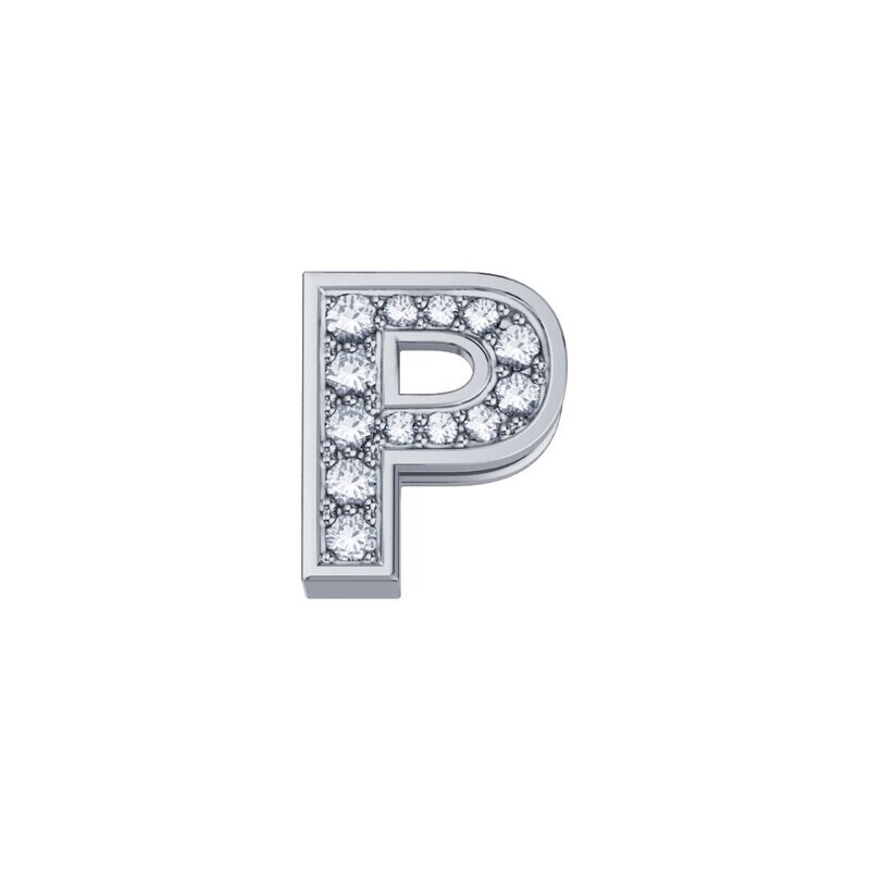 Lettera P Classica In Oro Bianco E Diamanti - Donna Oro Lettera P Classica In Oro Bianco E Diamanti - Donna Oro