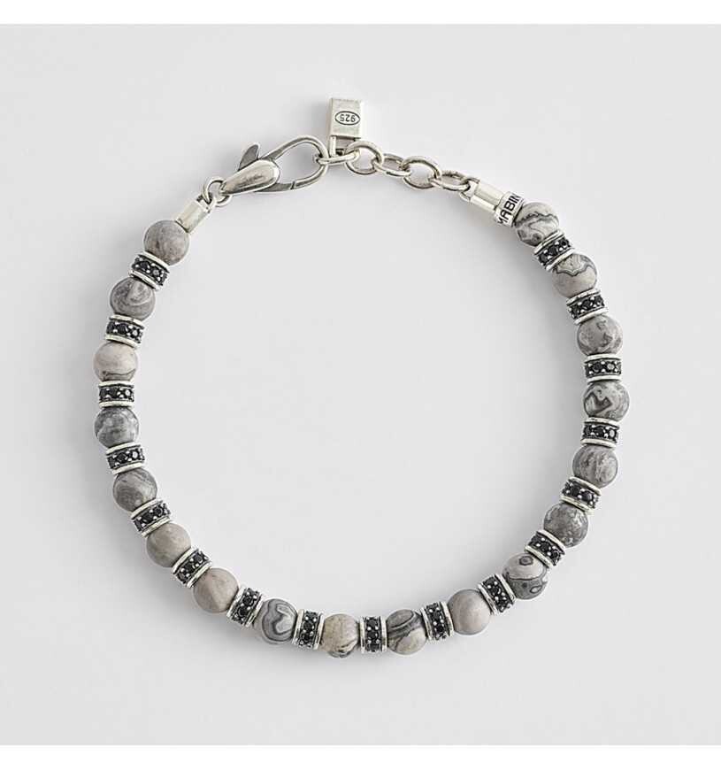 Bracciale Agata Grigia  Uomo - Mabina Gioielli