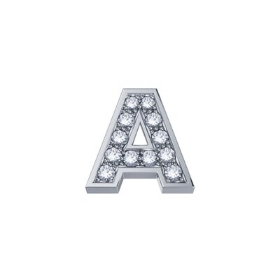 Lettera A Classica In Oro Bianco E Diamanti - Donna Oro Lettera A Classica In Oro Bianco E Diamanti - Donna Oro