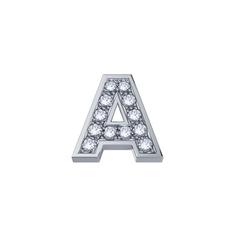 Lettera A Classica In Oro Bianco E Diamanti - Donna Oro Lettera A Classica In Oro Bianco E Diamanti - Donna Oro