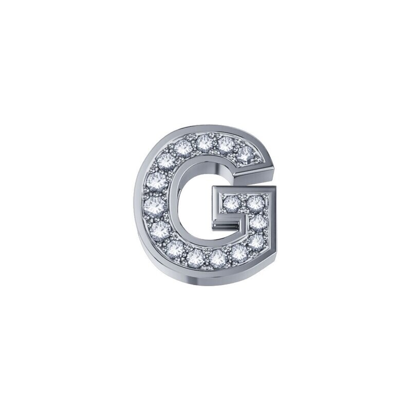 Lettera G Classica In Oro Bianco E Diamanti - Donna Oro Lettera G Classica In Oro Bianco E Diamanti - Donna Oro