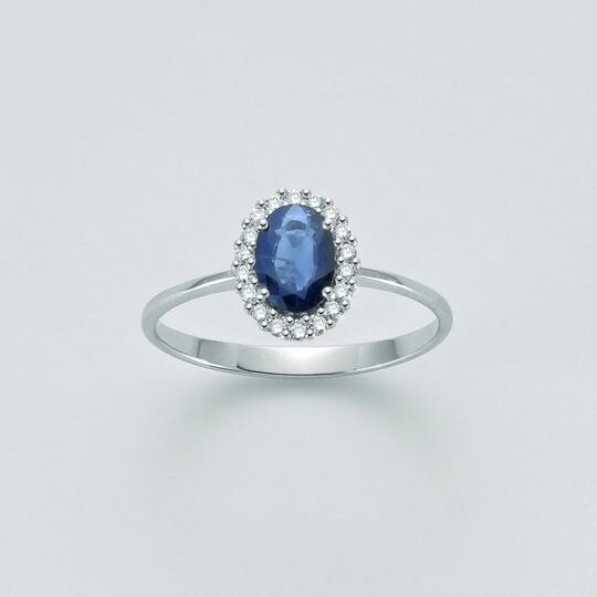 Anello Zaffiro ovale e Diamanti -  DonnaOro Luce