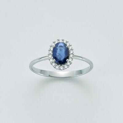 Anello Zaffiro ovale e Diamanti - DonnaOro Luce Anello Zaffiro ovale e Diamanti - DonnaOro Luce