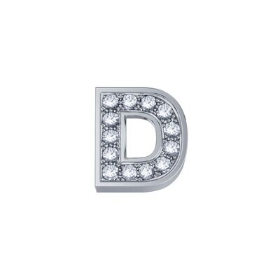 Lettera D Classica In Oro Bianco E Diamanti - Donna Oro