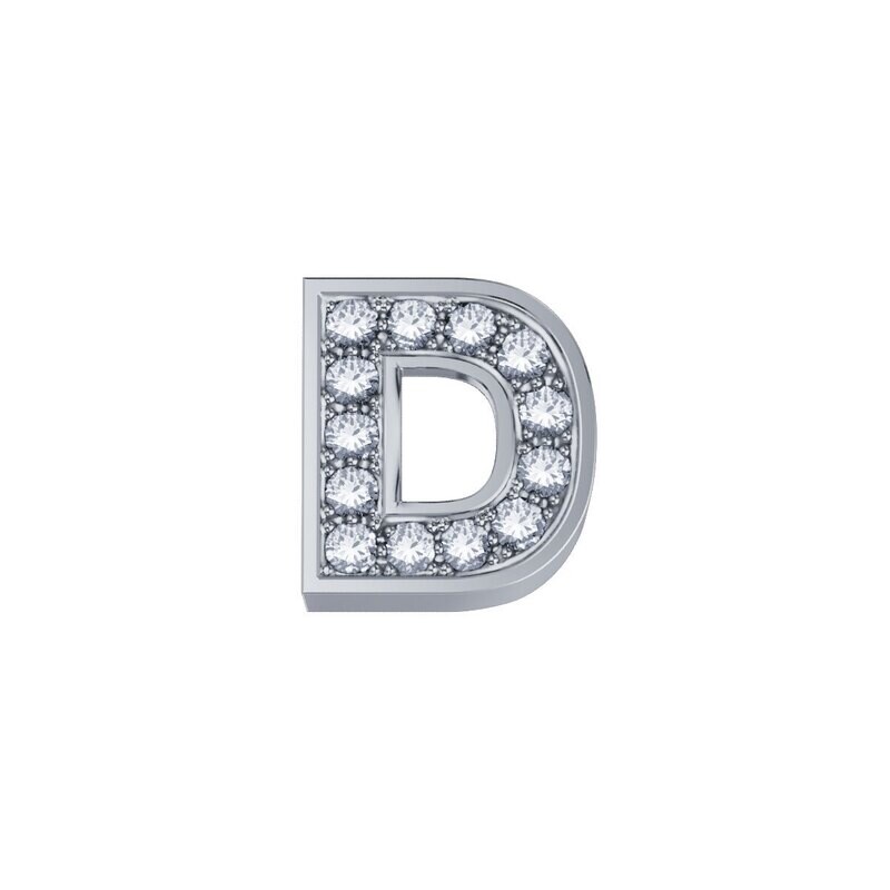 Lettera D Classica In Oro Bianco E Diamanti - Donna Oro Lettera D Classica In Oro Bianco E Diamanti - Donna Oro