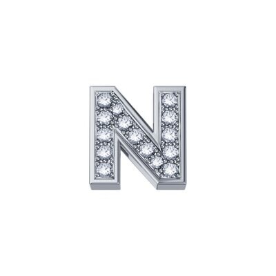 Lettera N Classica In Oro Bianco E Diamanti - Donna Oro Lettera N Classica In Oro Bianco E Diamanti - Donna Oro