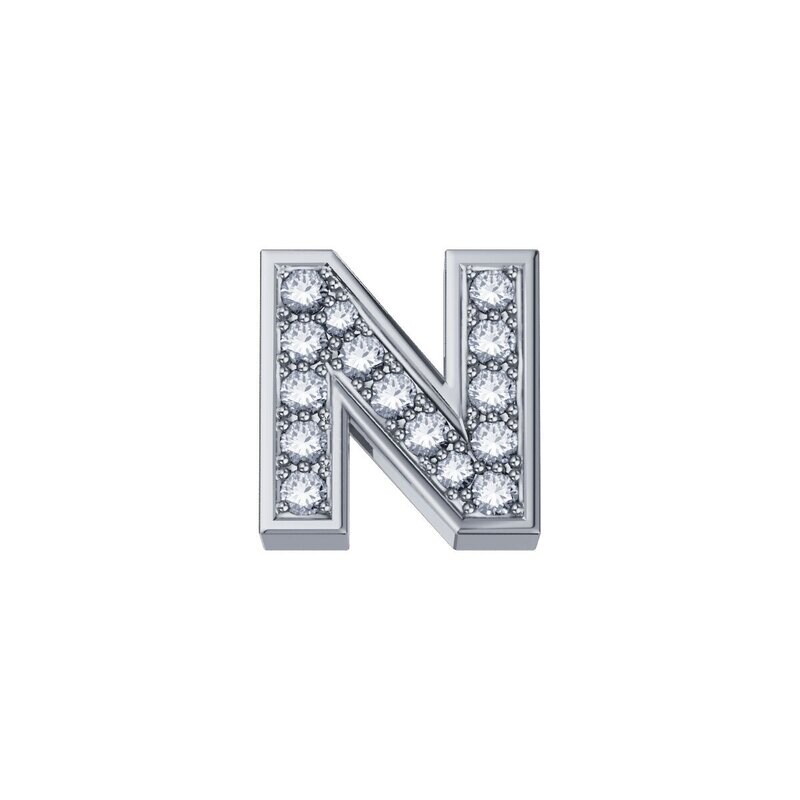 Lettera N Classica In Oro Bianco E Diamanti - Donna Oro Lettera N Classica In Oro Bianco E Diamanti - Donna Oro