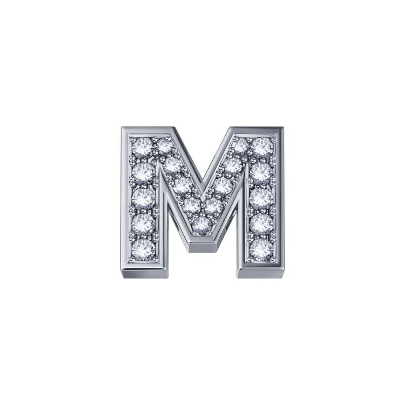 Lettera M Classica In Oro Bianco E Diamanti - Donna Oro Lettera M Classica In Oro Bianco E Diamanti - Donna Oro