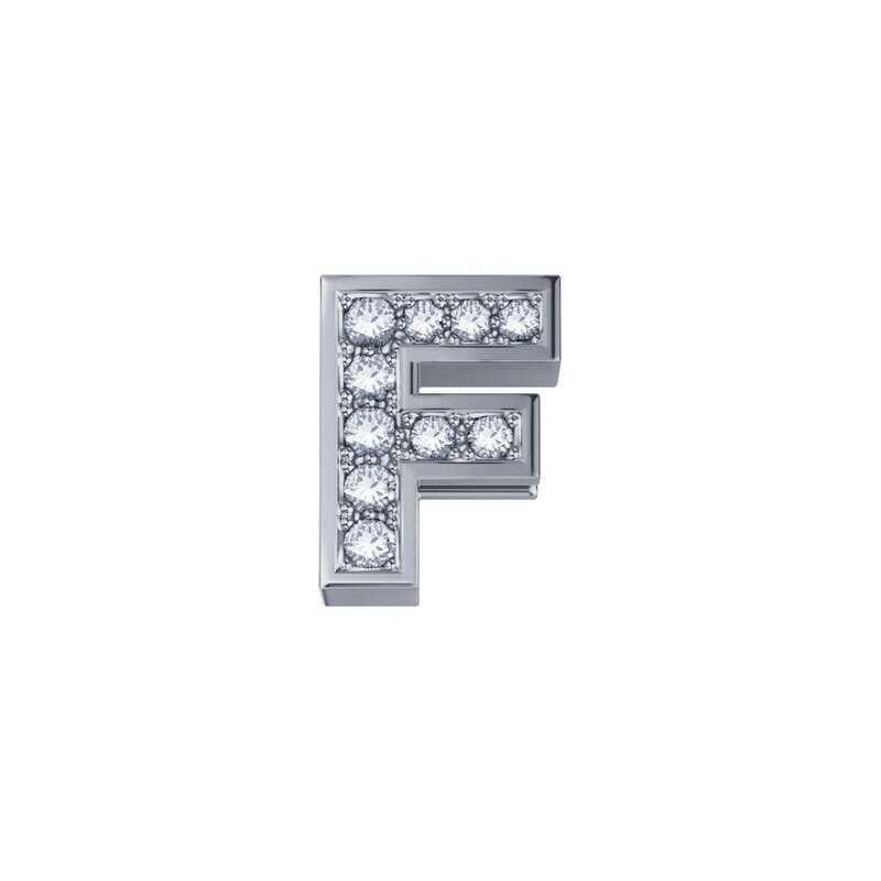 Lettera F Classica In Oro Bianco E Diamanti - Donna Oro Lettera F Classica In Oro Bianco E Diamanti - Donna Oro