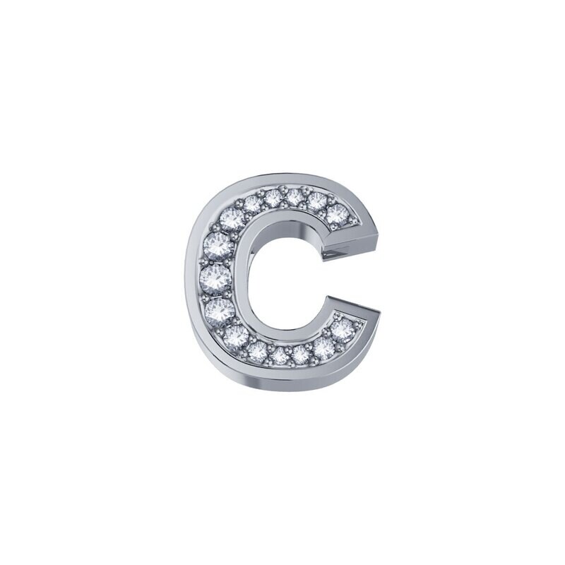 Lettera C Classica In Oro Bianco E Diamanti - Donna Oro Lettera C Classica In Oro Bianco E Diamanti - Donna Oro