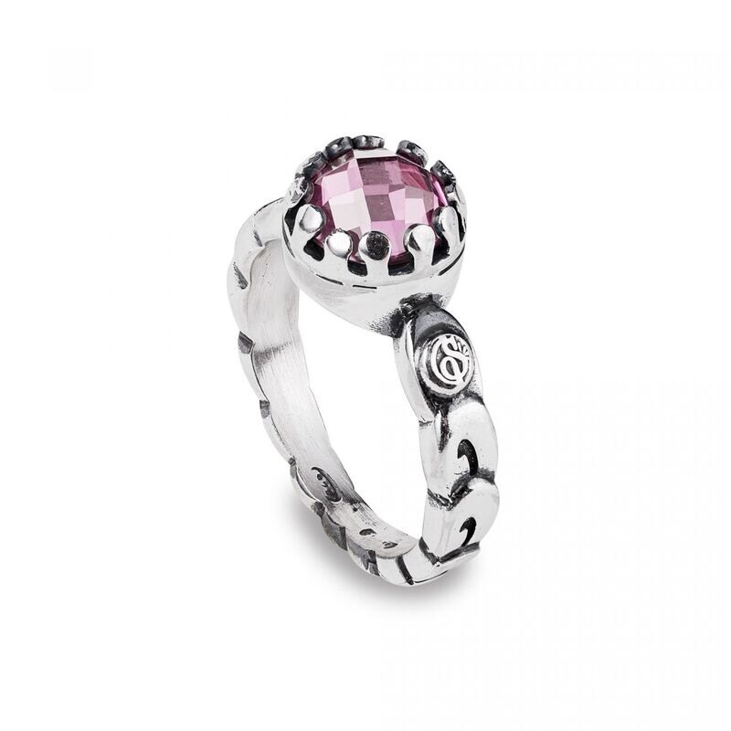 Anello Iride Con Pietra Centrale Rosa - Gerardo Sacco
